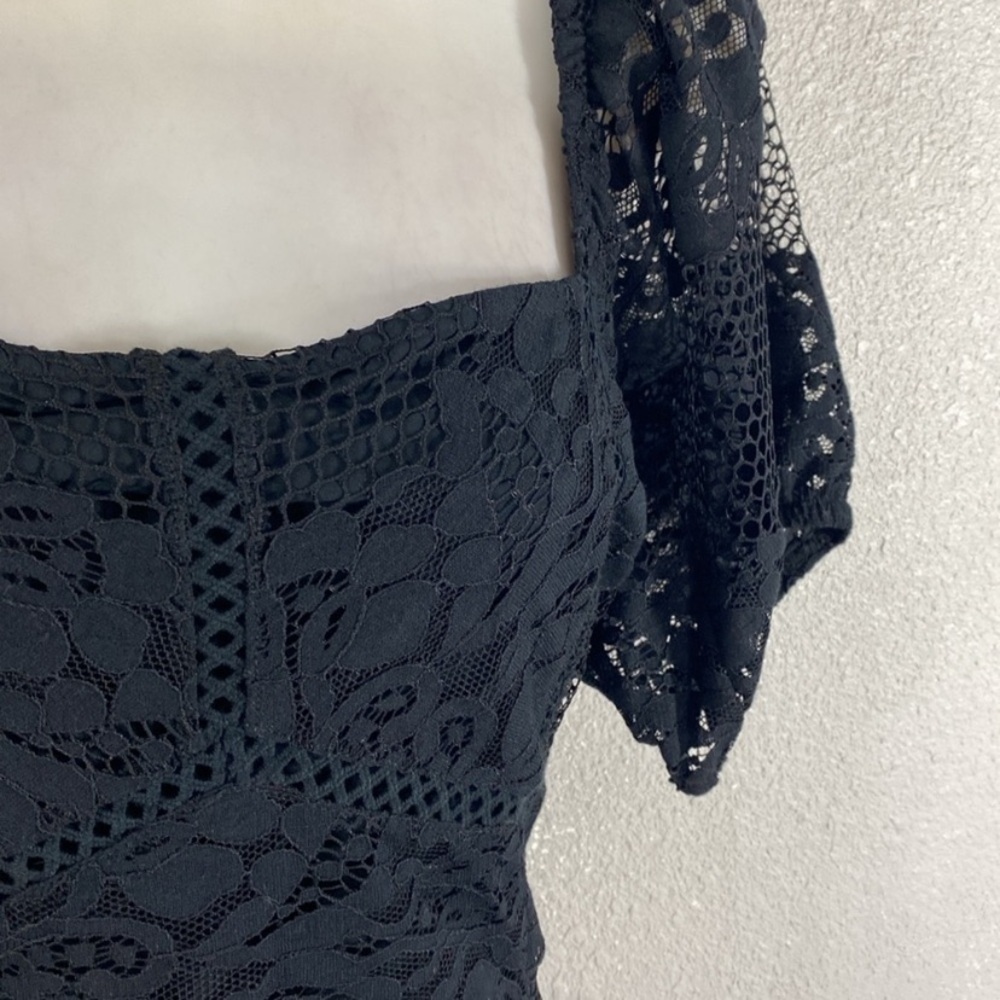 Free People Be Your Baby Black Lace Babydoll Mini Dress Small S RR12 - Picture 13 of 16